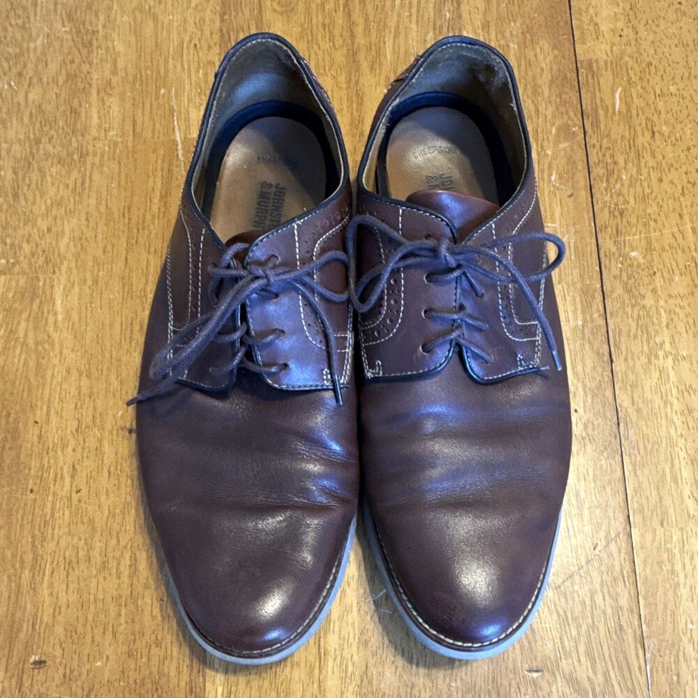 Johnston & Murphy Men's Brown Leather Derby Dress Lace-Up Memory Foam 11.5M